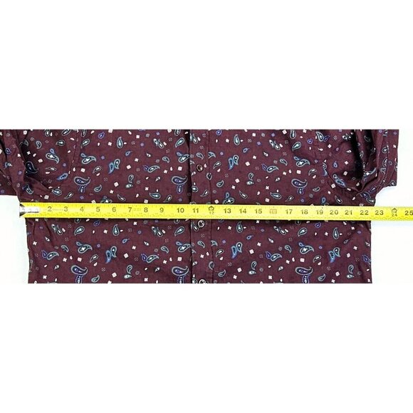 Ben Sherman Size Large Mens Burgundy Paisley Button Down Long Sleeve Logo Shirt - Picture 3 of 12